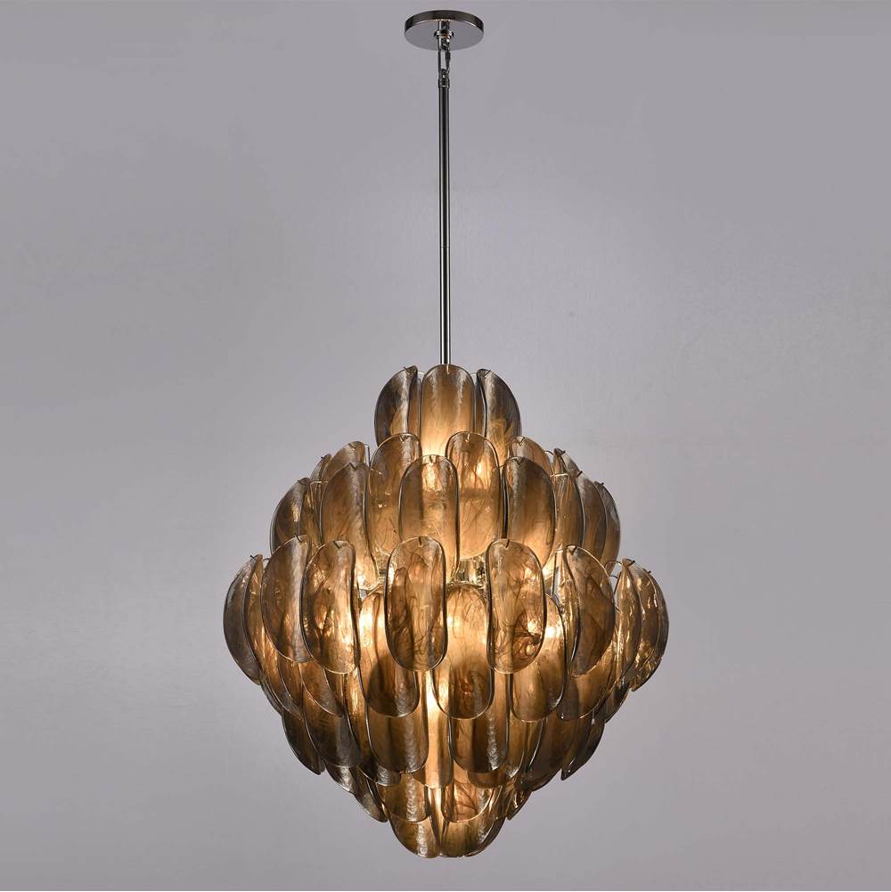 Arabela Lighting 85514-20 Polished Chrome 31.5'' Chateau Pendant In Polished Chrome With Curved Dark Gray Smoke Glass Image 4