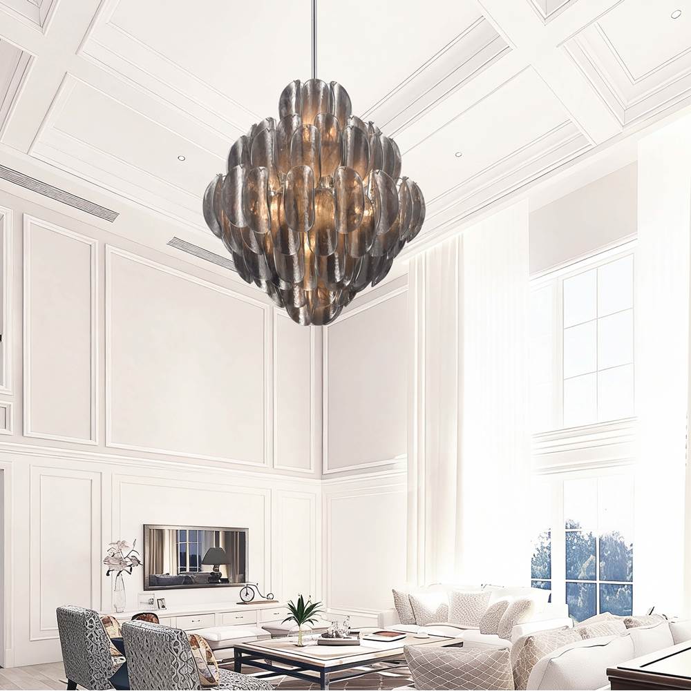 Arabela Lighting 85514-20 Polished Chrome 31.5'' Chateau Pendant In Polished Chrome With Curved Dark Gray Smoke Glass Image 3