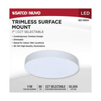 Satco 62-1004 White 11 Watt 7 Inch Trimless Surface Mount - 27k/3k/35k/4k/5k Cct - Line Voltage Dimmable - White Finish - 120 Volt Image 4