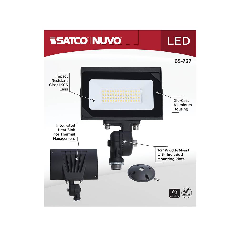 Satco 65-727 Bronze 30 Watt Led Dob Tempered Glass Flood Light - 4000k Cct - Bronze Finish Image 2