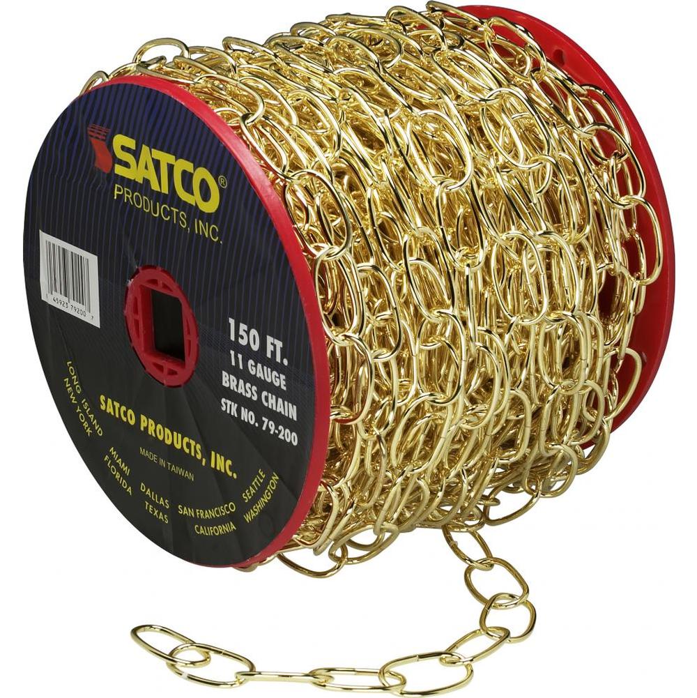 Satco 150 Ft Reel Brass Finish 11 Ga Chain