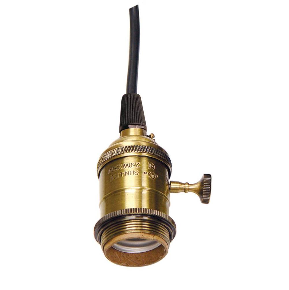 Satco Reg Antique Brass 4 Pc Solid Brass On/off Turn Knob Socket