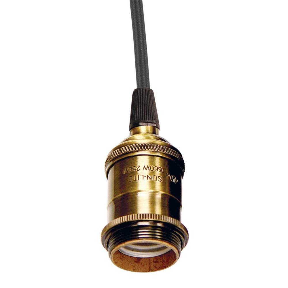 Satco Reg Antique Brass 4 Pc Solid Brass Keyless Socket