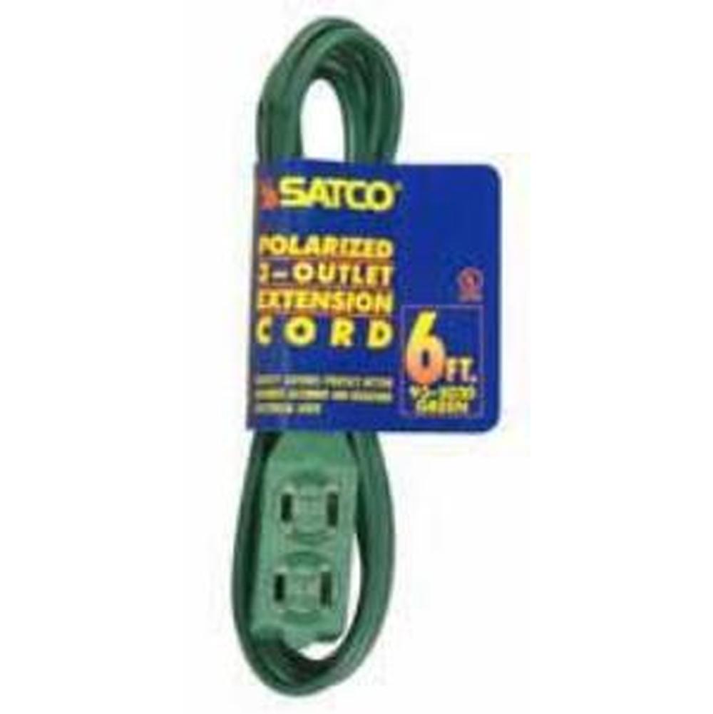 Satco 6 Ft Green Extension Cord 16/2