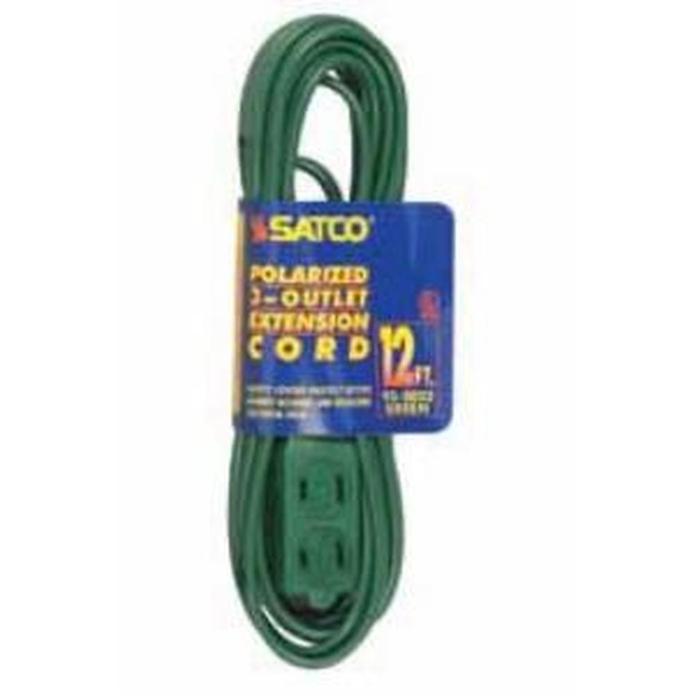 Satco 12 Ft Green Extension Cord 16/2