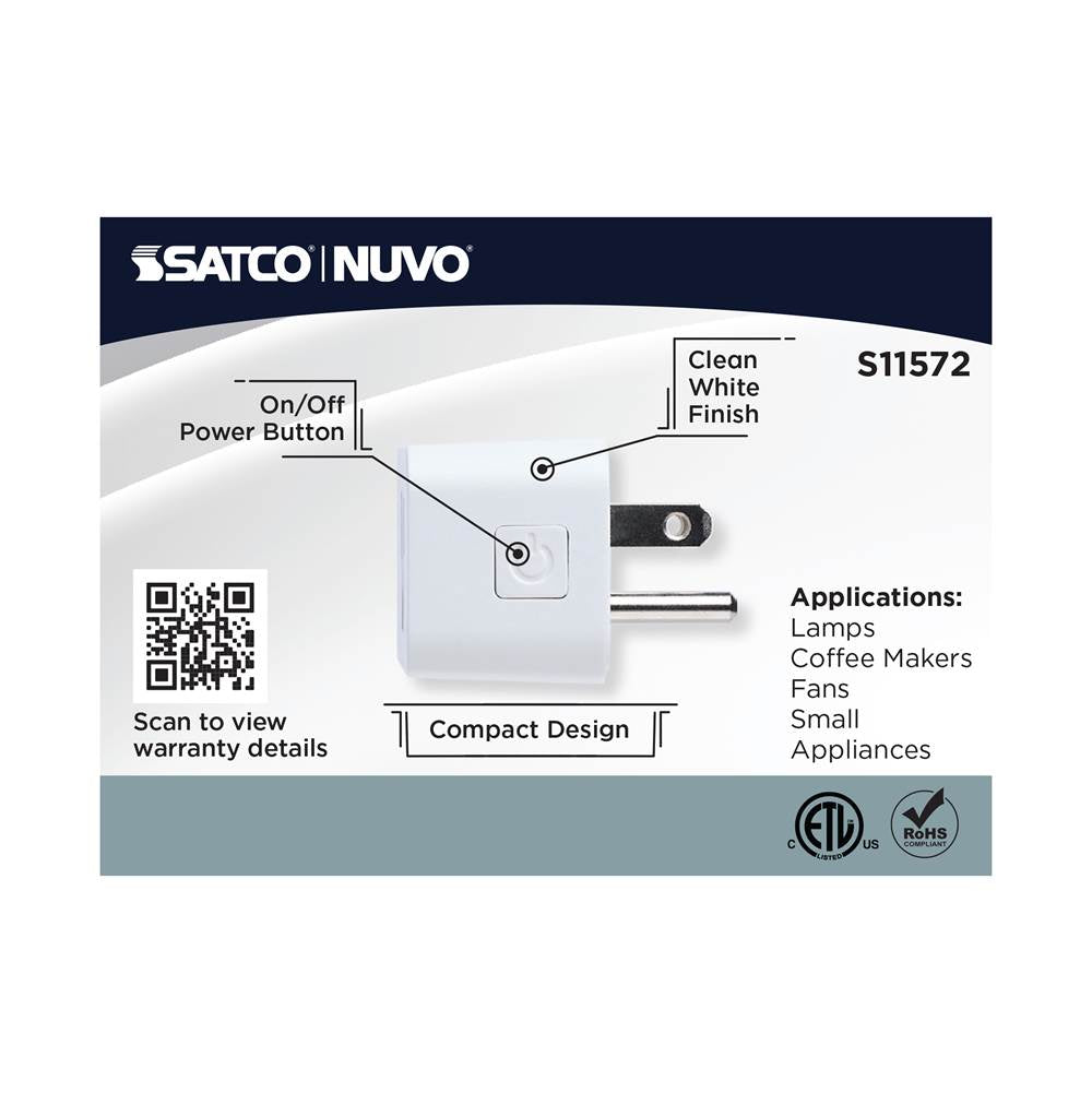 Satco S11572 White Starfish - On/off Smart Plug - 15a Image 4