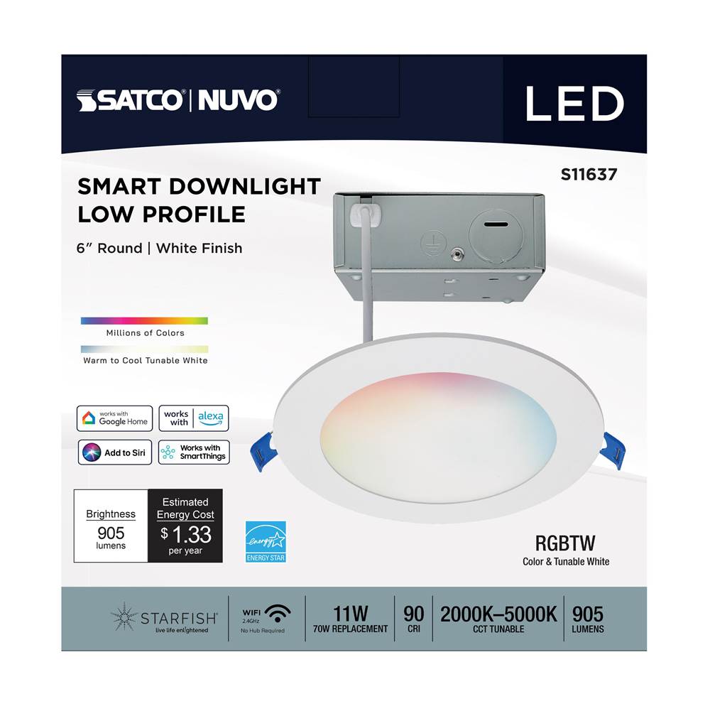 Satco S11637 White 11wled/dw/6/rgbtw/rnd/wh Image 6