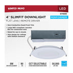 Satco S11680 White 8 Watt Led Direct Wire Performer Series Downlight - Remote Driver - 4 Inch - 27k/3k/35k/4k/5k Cct Selectable - Round - Flat Face - White Finish Image 2