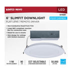 Satco S11681 White 11 Watt Led Direct Wire Performer Series Downlight - Remote Driver - 6 Inch - 27k/3k/35k/4k/5k Cct Selectable - Round - Flat Face - White Finish Image 2