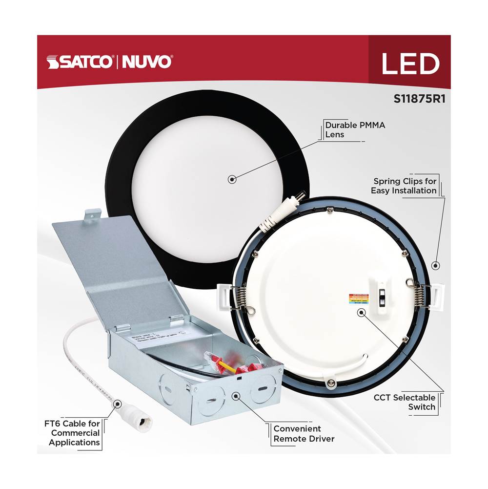Satco S11875R1 Black 12wled/dw/6/cct-sel/rnd/rd/bk Image 2