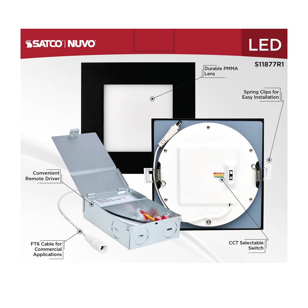 Satco S11877R1 Black 12wled/dw/6/cct-sel/sq/rd/bk Image 2