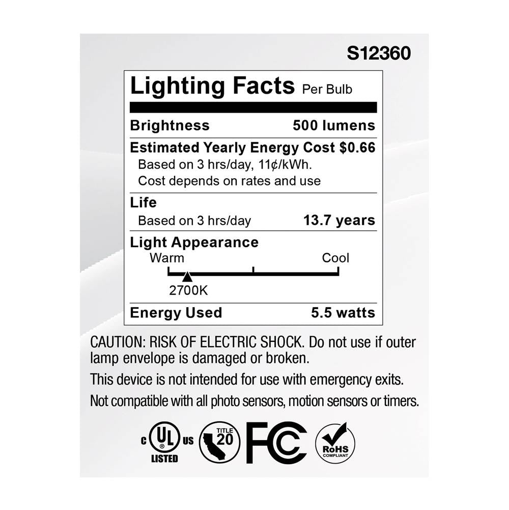 Satco S12360 Clear 5.5 Watt Mr16 Led Spotlight - 2700k Cct - Gu5.3 Base - 12 Volt Image 6