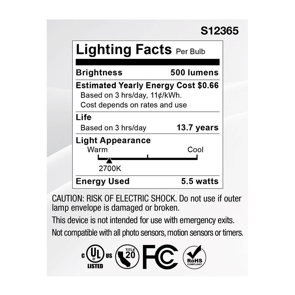 Satco S12365 Clear 5.5 Watt Mr16 Led Floodlight - 2700k Cct - Gu5.3 Base - 12 Volt Image 6