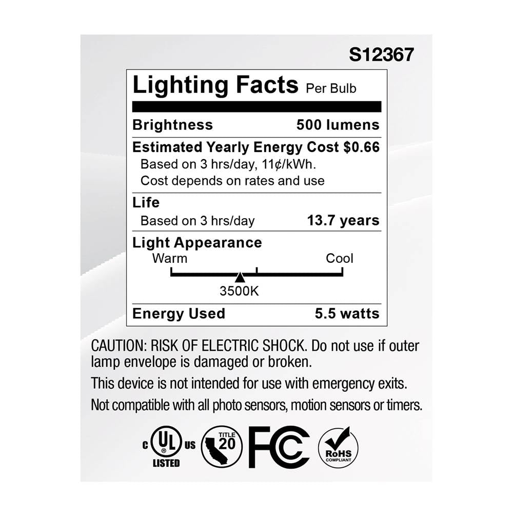Satco S12367 Clear 5.5 Watt Mr16 Led Floodlight - 3500k Cct - Gu5.3 Base - 12 Volt Image 6