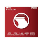Satco S12368 Clear 5.5 Watt Mr16 Led Floodlight - 4000k Cct - Gu5.3 Base - 12 Volt Image 5