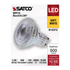 Satco S12372 Clear 5.5 Watt Mr16 Led Floodlight - 3000k Cct - Gu10 Base - 120 Volt Image 6