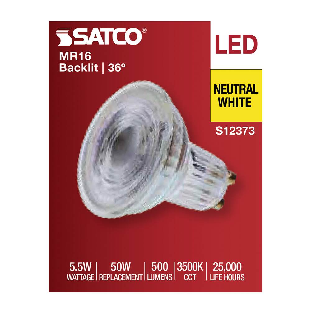 Satco S12373 Clear 5.5 Watt Mr16 Led Floodlight - 3500k Cct - Gu10 Base - 120 Volt Image 8