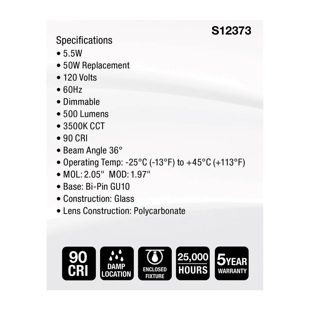 Satco S12373 Clear 5.5 Watt Mr16 Led Floodlight - 3500k Cct - Gu10 Base - 120 Volt Image 7