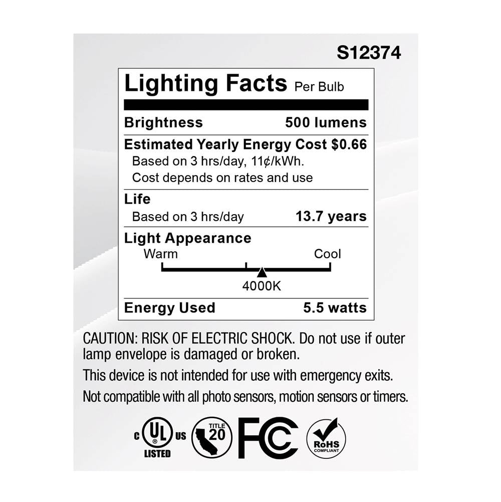 Satco S12374 Clear 5.5 Watt Mr16 Led Floodlight - 4000k Cct - Gu10 Base - 120 Volt Image 6