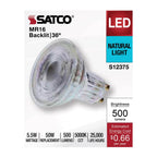 Satco S12375 Clear 5.5 Watt Mr16 Led Floodlight - 5000k Cct - Gu10 Base - 120 Volt Image 9