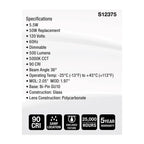 Satco S12375 Clear 5.5 Watt Mr16 Led Floodlight - 5000k Cct - Gu10 Base - 120 Volt Image 7