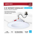 Satco S12602 White 8 Watt Led Downlight Retrofit - 5-6 Inch - Cct Selectable - Round - White Finish Image 4
