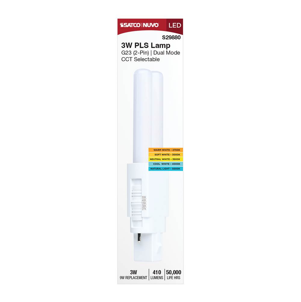 Satco S29880 White 3 Watt Pls Led - 27k/3k/35k/4k/5k Cct - G23 Base - Omni - Type A/b - 120-277 Volt Image 7