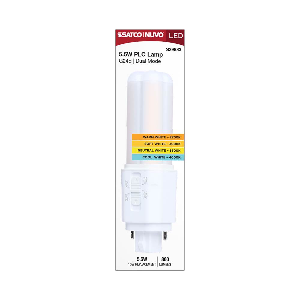 Satco S29883 White 5.5 Watt Plc Led - 27k/3k/35k/4k Cct - G24d Base - Omni - Type A/b - 120-277 Volt Image 7