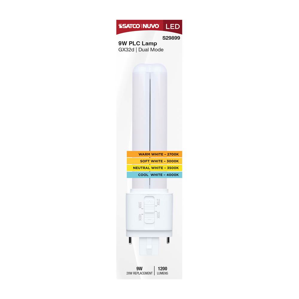 Satco S29899 White 9 Watt Plc Led - 27k/3k/35k/4k Cct - Gx32d Base - Omni - Type A/b - 120-277 Volt Image 7