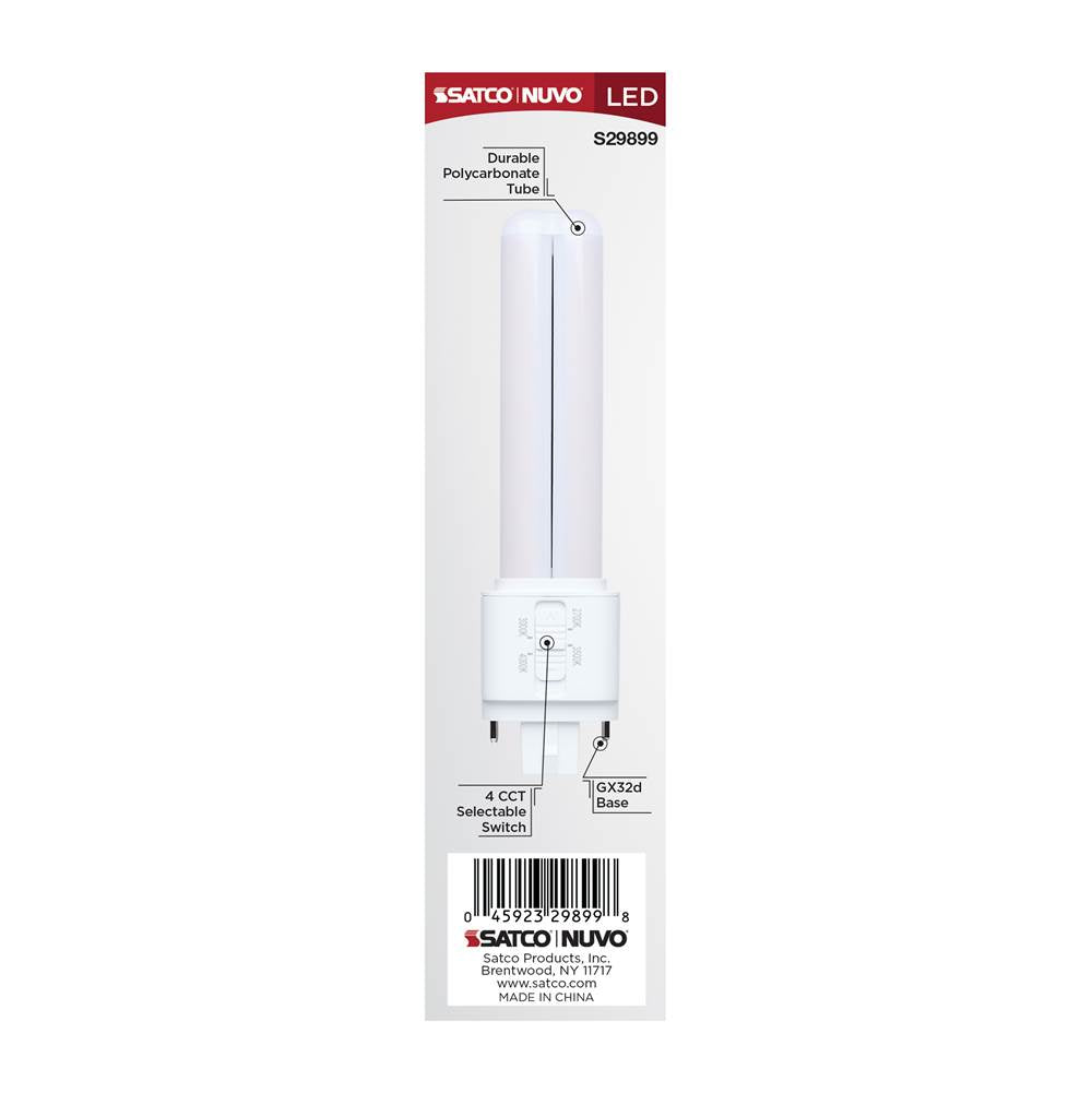 Satco S29899 White 9 Watt Plc Led - 27k/3k/35k/4k Cct - Gx32d Base - Omni - Type A/b - 120-277 Volt Image 6