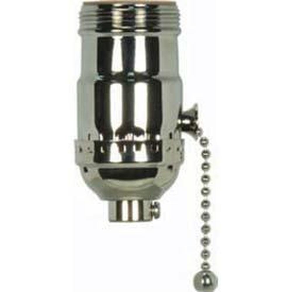Satco Polished Nickel Finish Stamped Brass Pull Chain Socket With Ball