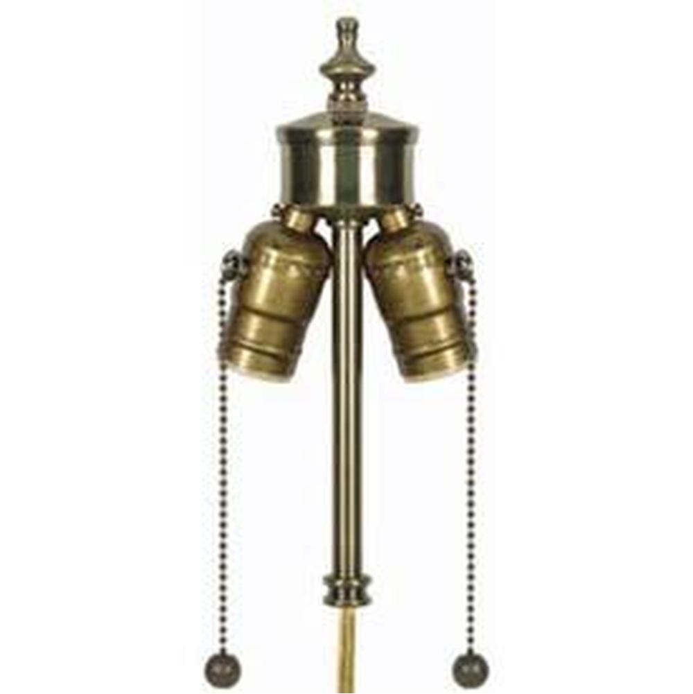 Satco Antique Brass 2 Light P/c Cluster With Metal