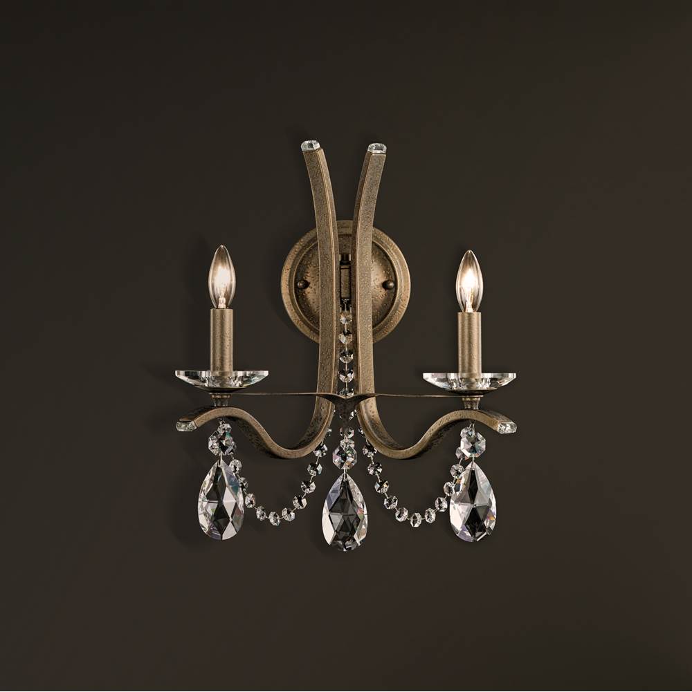 Schonbek Signature Vesca 2 Light 110v Wall Sconce In White With Clear Heritage Crystal