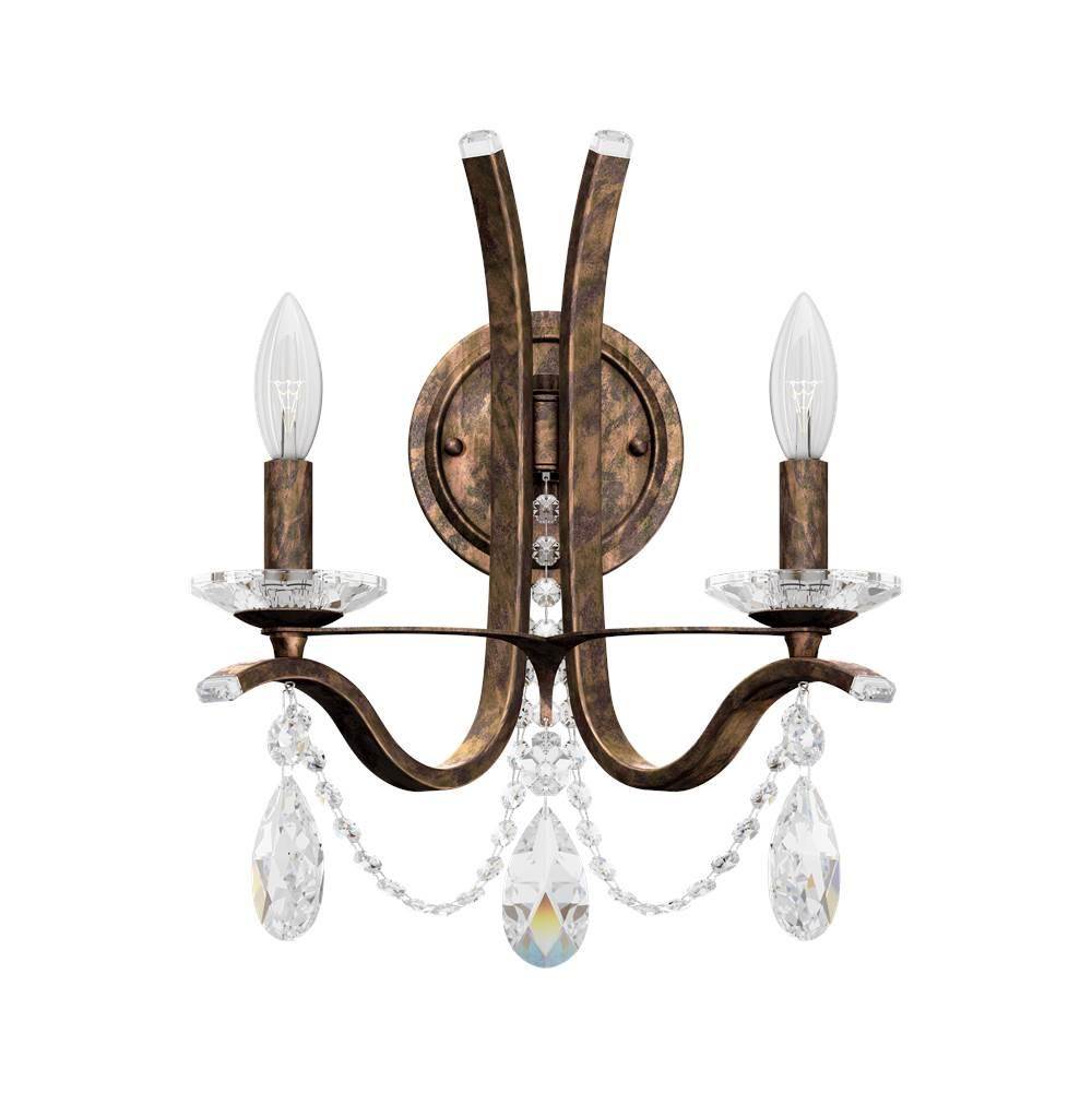 Schonbek Signature Vesca 2 Light 110v Wall Sconce In White With Clear Heritage Crystal