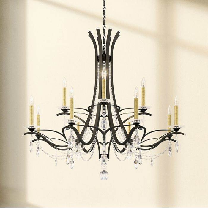 Schonbek Signature Vesca 12 Light 110v Chandelier In White With Clear Heritage Crystal
