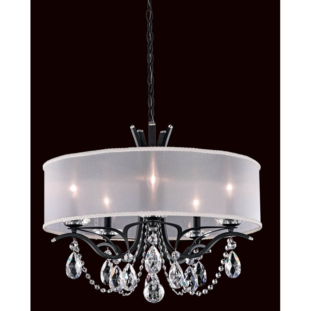 Schonbek Signature Vesca 5 Light 120v Chandelier In White With Clear Radiance Crystal And White Shade