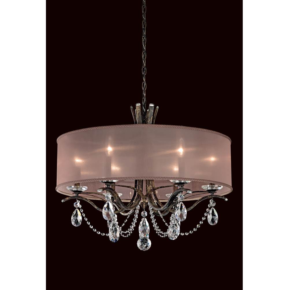 Schonbek Signature Vesca 6 Light 120v Chandelier In White With Clear Radiance Crystal And Gold Shade