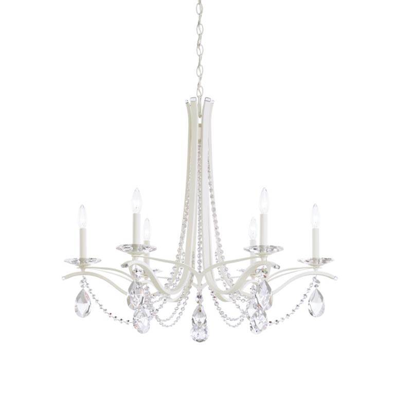 Schonbek Signature Vesca 6 Light 110v Chandelier In White With Clear Heritage Crystal