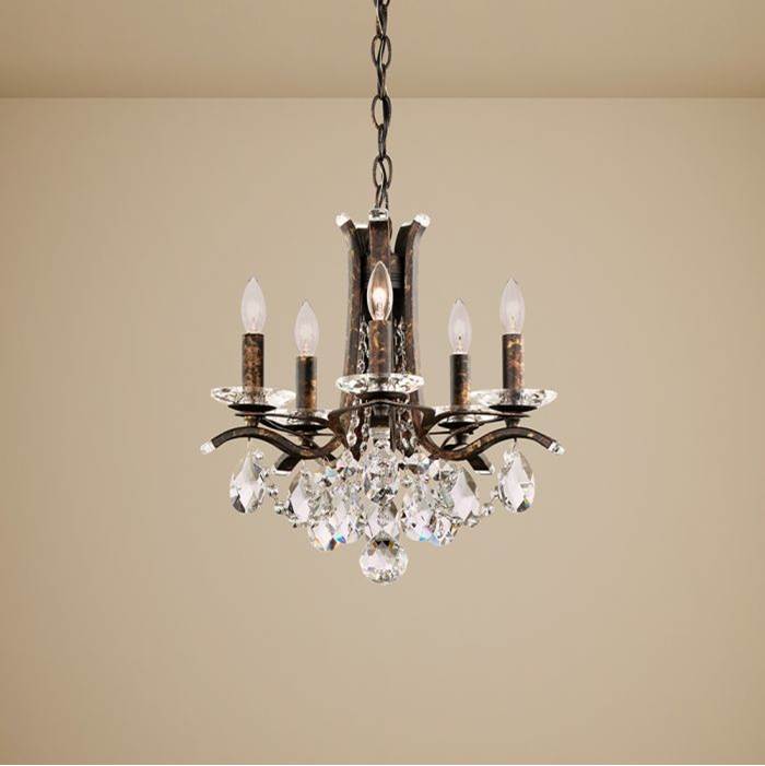 Schonbek Signature Vesca 5 Light 110v Chandelier In White With Clear Heritage Crystal