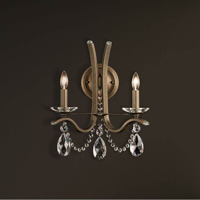 Schonbek Signature Vesca 2 Light 110v Wall Sconce In White With Clear Heritage Crystal
