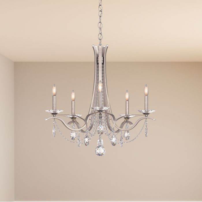 Schonbek Signature Vesca 5 Light 110v Chandelier In White With Clear Heritage Crystal