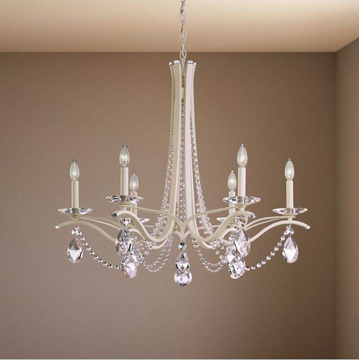 Schonbek Signature Vesca 6 Light 110v Chandelier In White With Clear Heritage Crystal