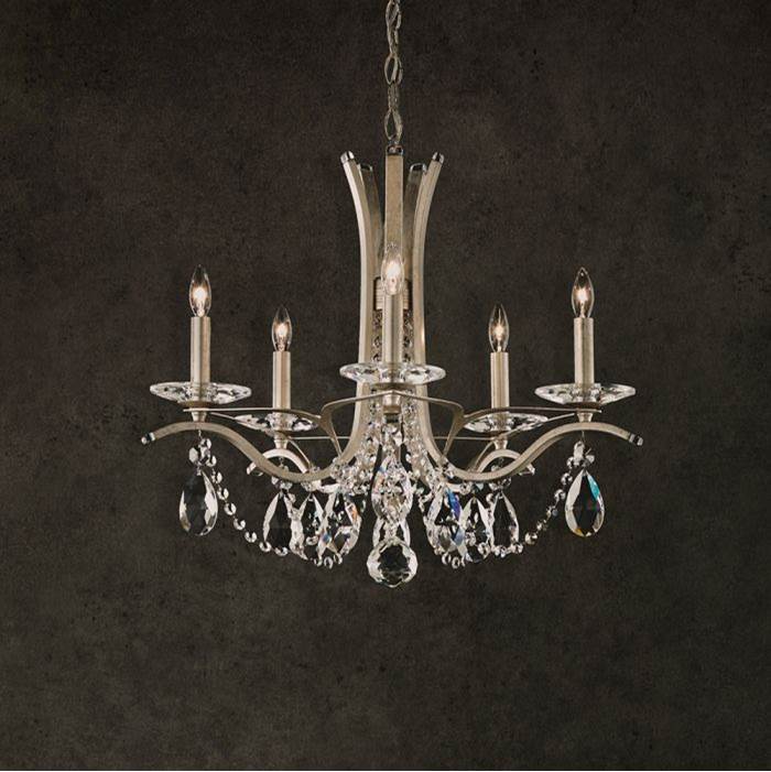 Schonbek Signature Vesca 5 Light 110v Chandelier In White With Clear Heritage Crystal