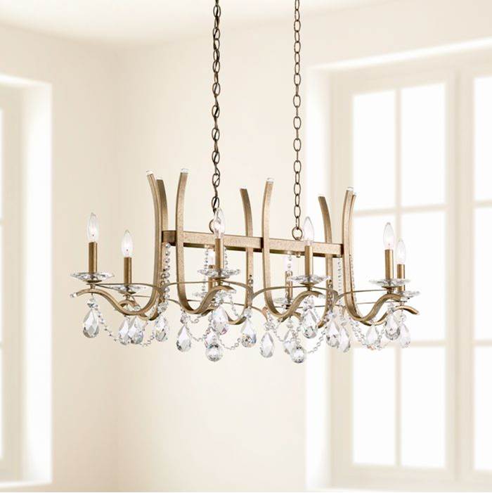 Schonbek Signature Vesca 8 Light 110v Chandelier In White With Clear Heritage Crystal