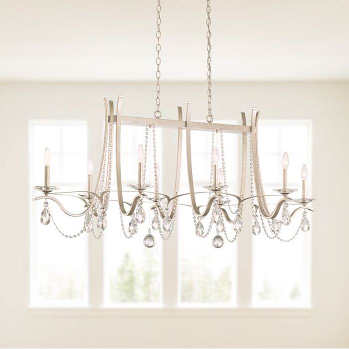 Schonbek Signature Vesca 8 Light 110v Chandelier In White With Clear Heritage Crystal