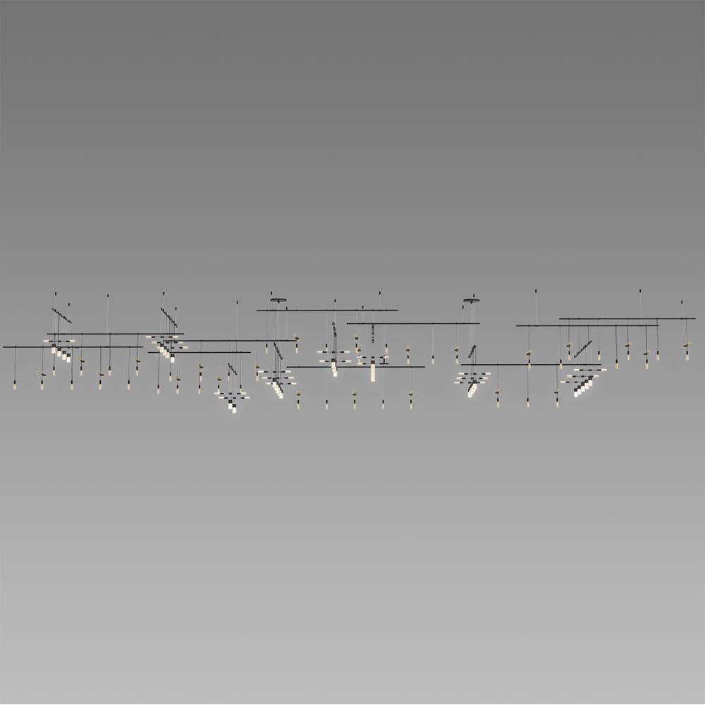 Sonneman Suspenders 4-tier Gallery Matrix With Etched Chiclet Luminaire Combo