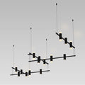 Sonneman Suspenders 36'' 5-bar Zig Zag With Bar-mounted Duplex Cylinders W/flood Lenses & Glass Drum Diffusers