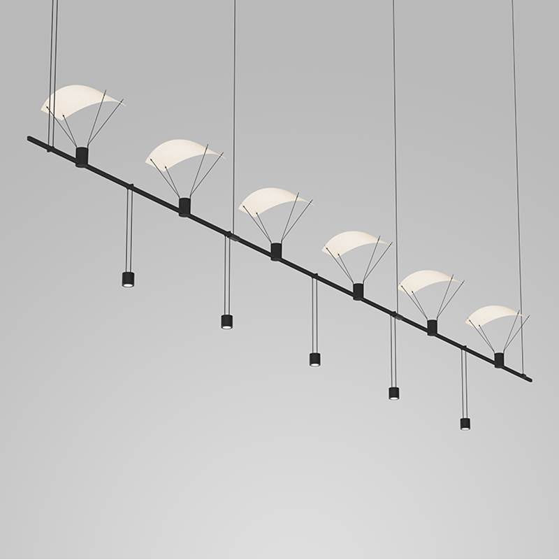 Sonneman Suspenders 36'' 3-bar In-line Linear W/ Suspended/bar-mounted Single Cyls W/flood Lenses & Parachute Reflectors