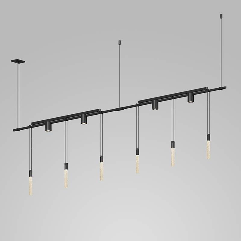 Sonneman Suspenders 36'' 2-bar In-line Linear W/ Crystal Rods & 24'' Light Bars & Bar-mounted Single Cyls W/flood Lenses