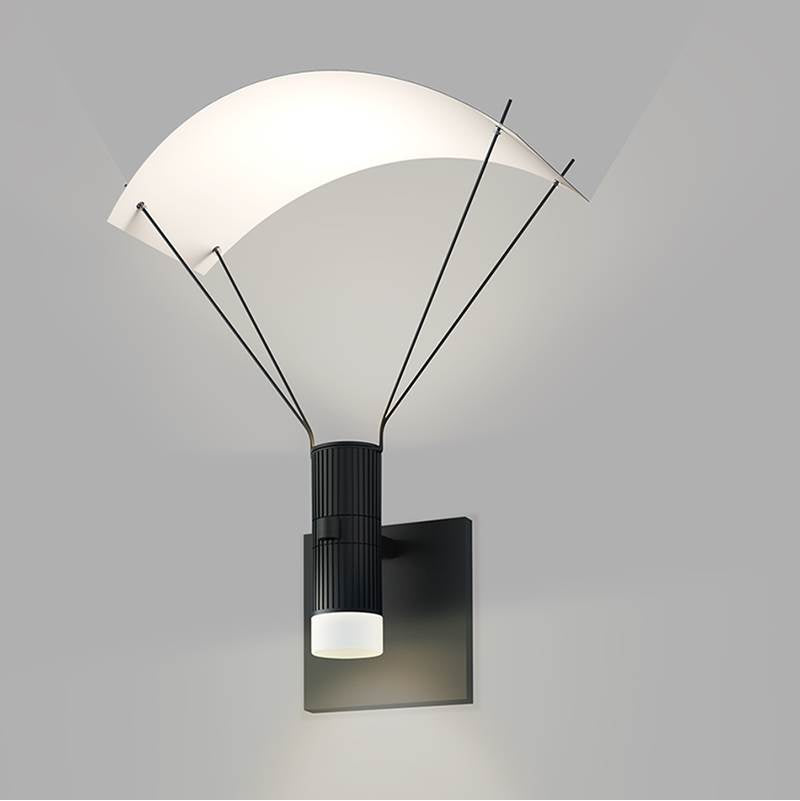 Sonneman Suspenders Standard Single Sconce W/ Bar-mounted Duplex Cylinders W/glass Drum Diffuser & Parachute Reflector